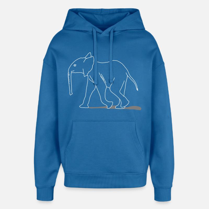 Éléphant jeune, lineart - Sweat à capuche unisexe Stanley/Stella Oversized - bleu attentif