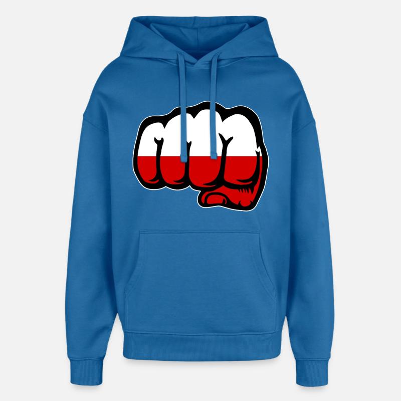 Drapeau de la Pologne - Sweat à capuche unisexe Stanley/Stella Oversized - bleu attentif