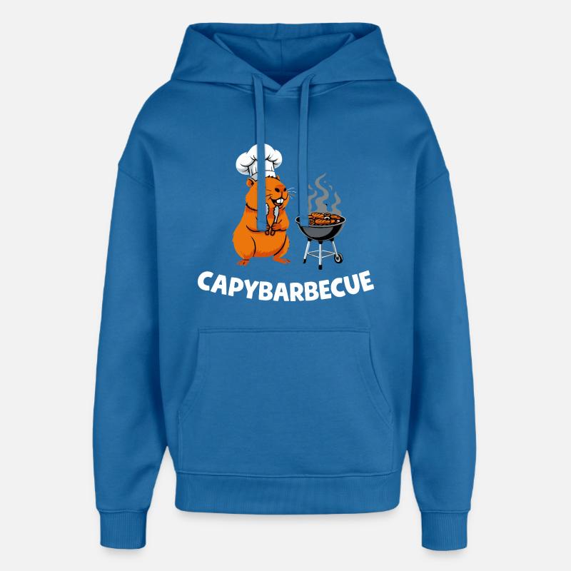 Chef Maître du Grill Capybara - Sweat à capuche unisexe Stanley/Stella Oversized - bleu attentif
