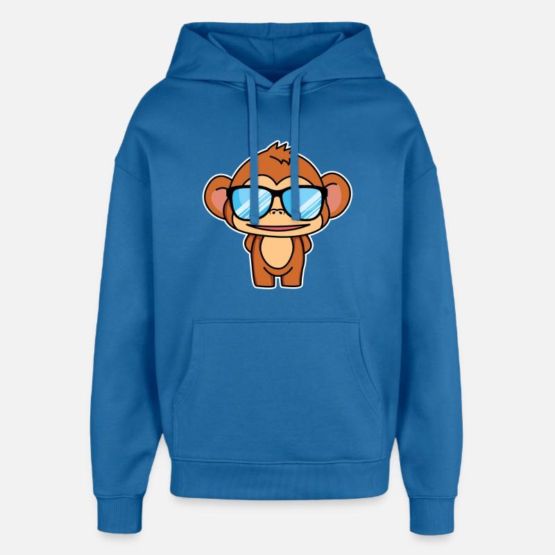 Petit singe intelligent - design - Sweat à capuche unisexe Stanley/Stella Oversized - bleu attentif
