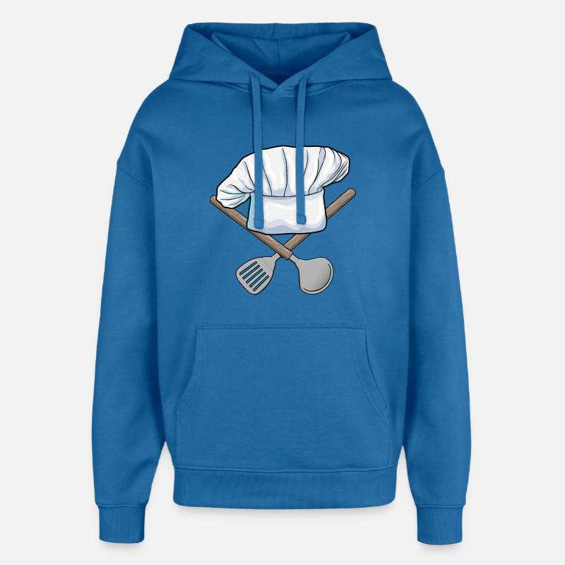 Cuisine du chapeau de chef - Sweat à capuche unisexe Stanley/Stella Oversized - bleu attentif