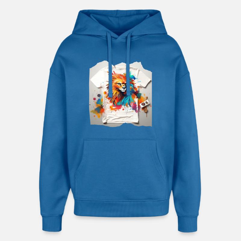 Lion peint - Sweat à capuche unisexe Stanley/Stella Oversized - bleu attentif