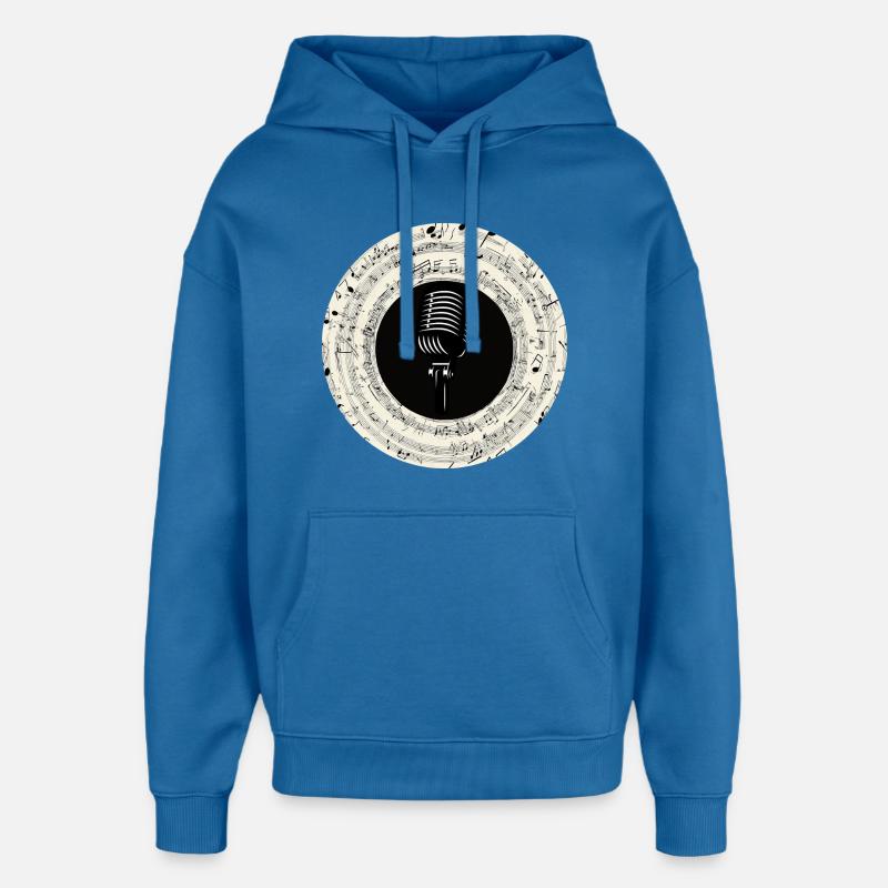 Microphone Musical Notes Art - Sweat à capuche unisexe Stanley/Stella Oversized - bleu attentif