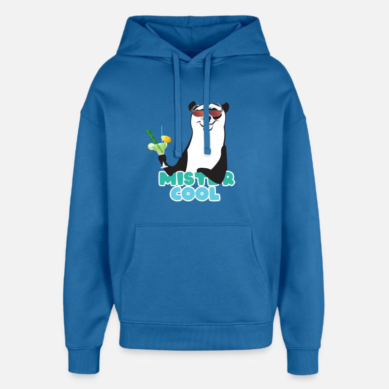 Panda Mister Cool Cocktail - Sweat à capuche unisexe Stanley/Stella Oversized - bleu attentif
