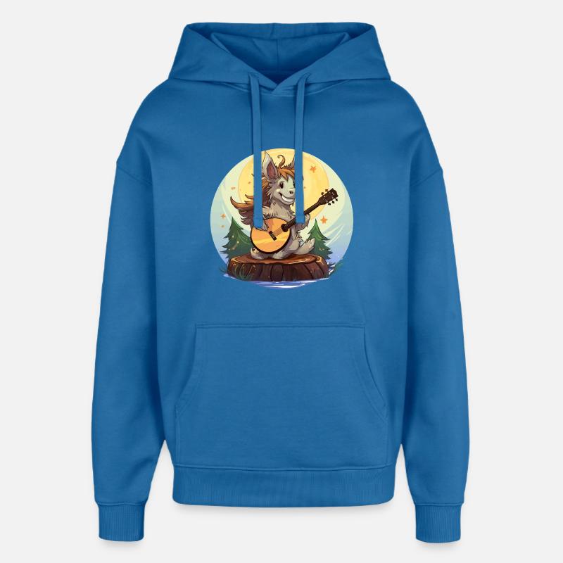 Guitariste de Moonlight Donkey - Sweat à capuche unisexe Stanley/Stella Oversized - bleu attentif
