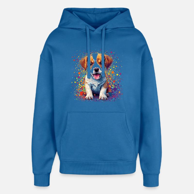 Chiot Beagle - Sweat à capuche unisexe Stanley/Stella Oversized - bleu attentif
