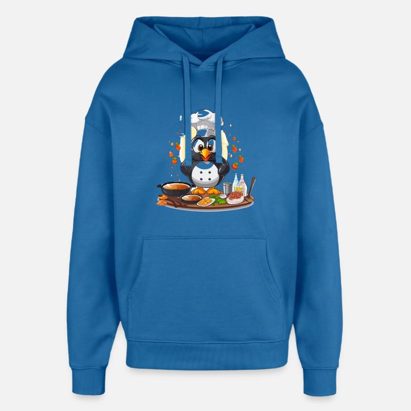Kitchen Penguin Chef Design - Sweat à capuche unisexe Stanley/Stella Oversized - bleu attentif
