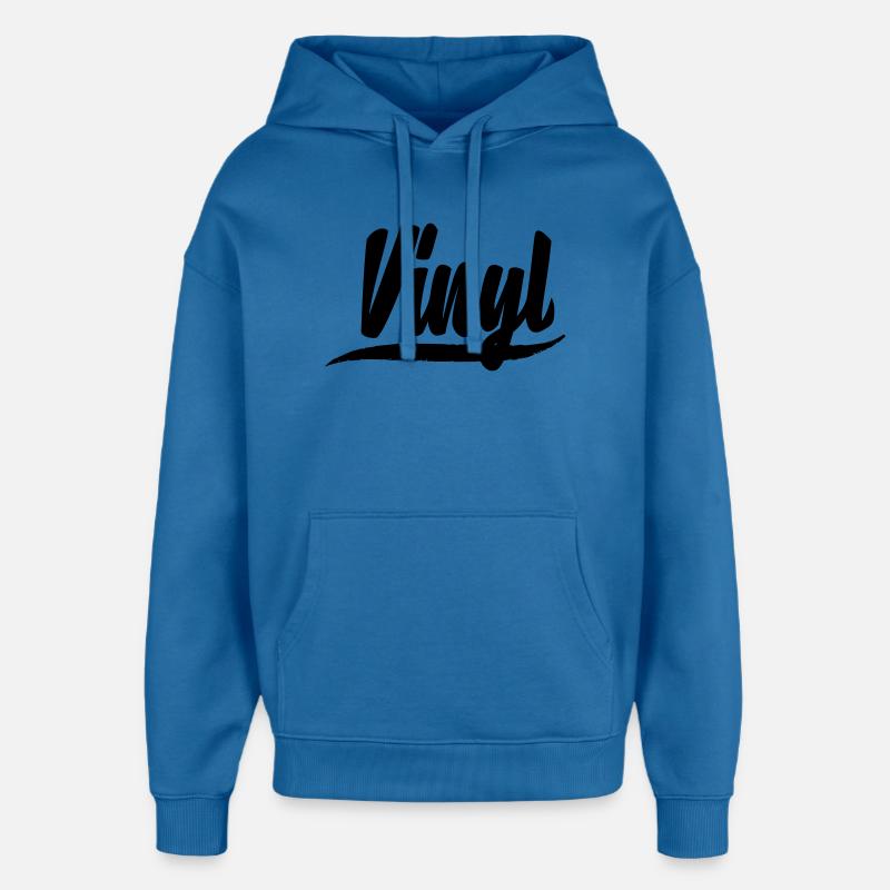 vinyle plat dj deejay musique fête autocollant patch - Sweat à capuche unisexe Stanley/Stella Oversized - bleu attentif
