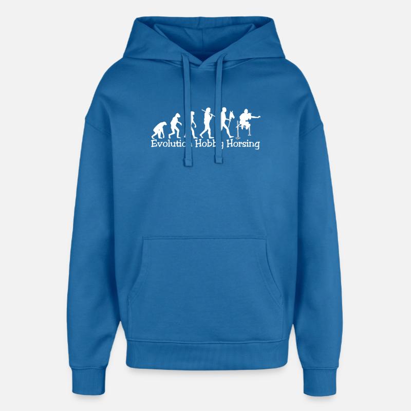 Evolution Hobby Horsing (blanc) - Sweat à capuche unisexe Stanley/Stella Oversized - bleu attentif