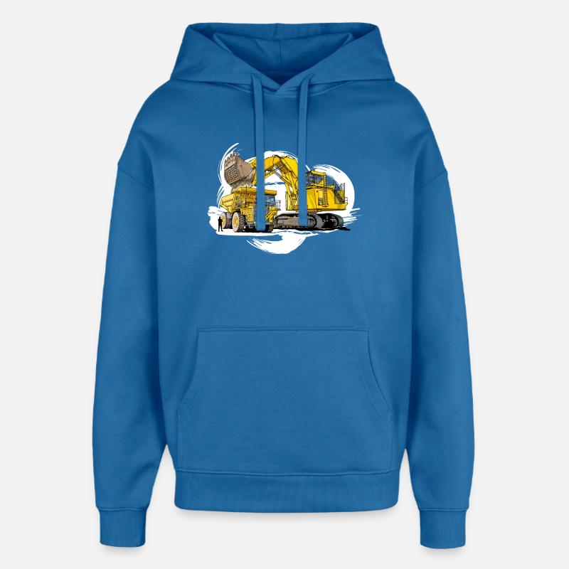 Méga machines sur le chantier - Sweat à capuche unisexe Stanley/Stella Oversized - bleu attentif