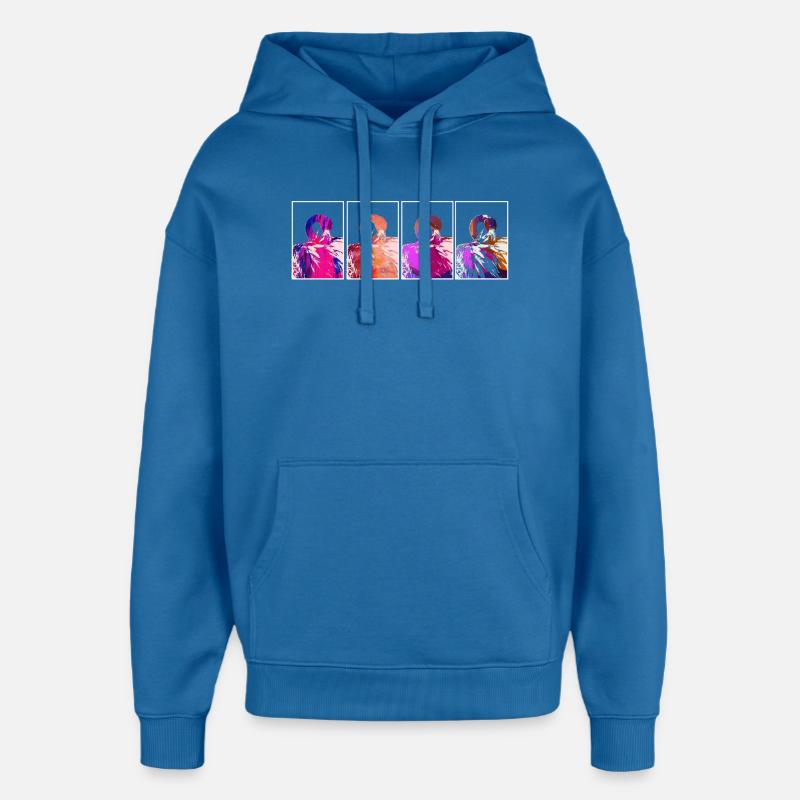 Flamants roses - Sweat à capuche unisexe Stanley/Stella Oversized - bleu attentif