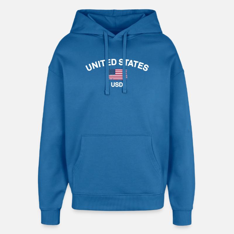 Graphique USD du drapeau américain vieilli - Sweat à capuche unisexe Stanley/Stella Oversized - bleu attentif