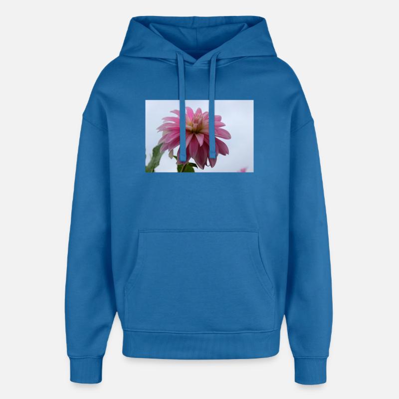 Dahlia rose rose fleur, fleur - Sweat à capuche unisexe Stanley/Stella Oversized - bleu attentif