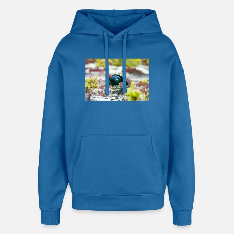 Birkhahn im Moos DSC 3331 - Oversized Unisex Hoodie von Stanley/Stella - Achtsames Blau
