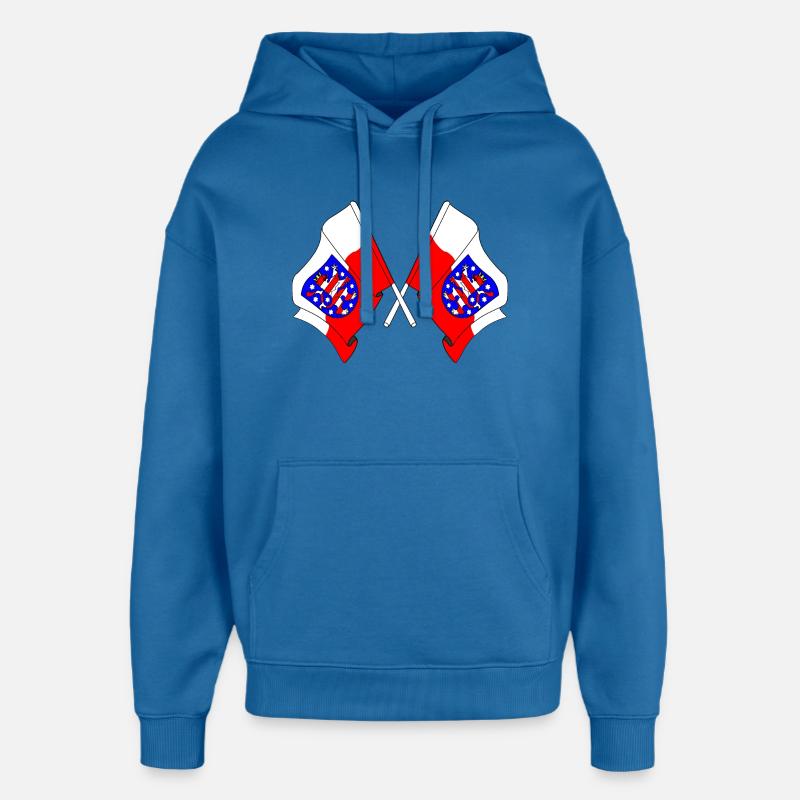 Deux drapeaux traversent la Thuringe - Sweat à capuche unisexe Stanley/Stella Oversized - bleu attentif