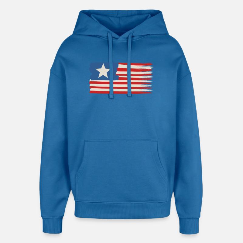 Une étoile Drapeau des États-Unis - Sweat à capuche unisexe Stanley/Stella Oversized - bleu attentif
