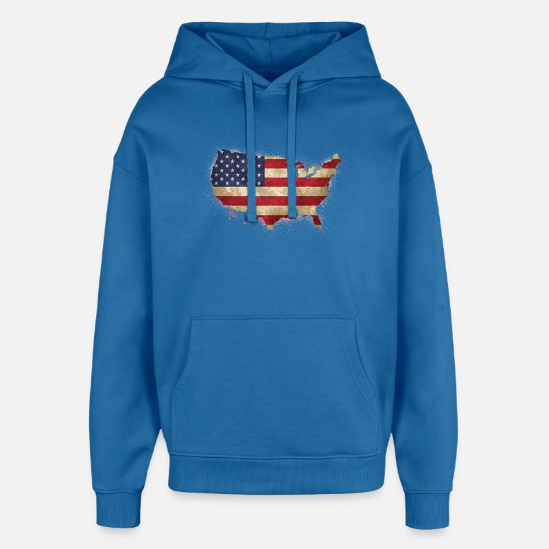 Drapeau de design des États-Unis - Sweat à capuche unisexe Stanley/Stella Oversized - bleu attentif