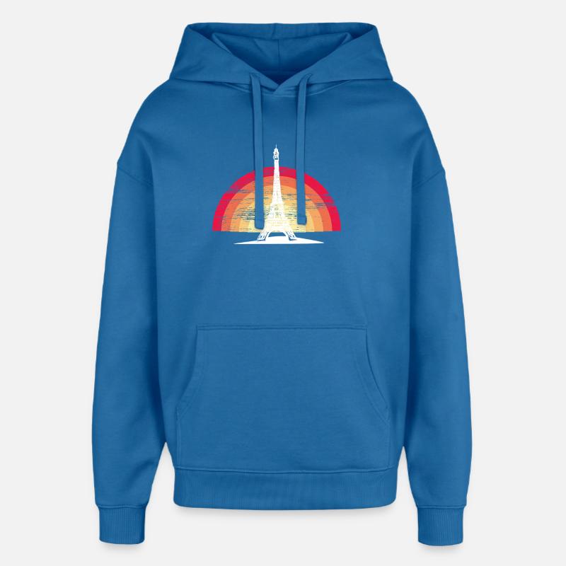 Sunset in Paris - mit Eiffelturm - Oversized Unisex Hoodie von Stanley/Stella - Achtsames Blau