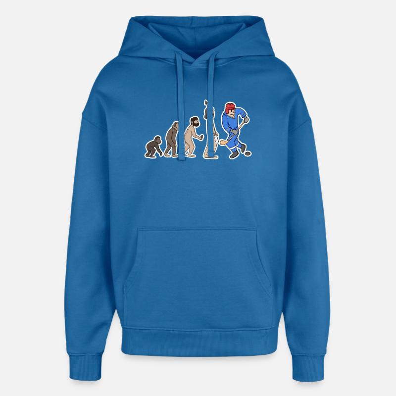 Evolution Eishockeyspieler  - Oversized Unisex Hoodie von Stanley/Stella - Achtsames Blau