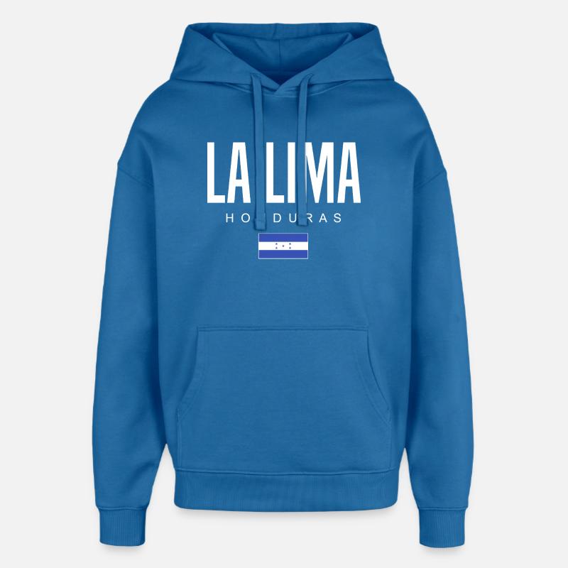 La Lima, Honduras, Honduras - Sweat à capuche unisexe Stanley/Stella Oversized - bleu attentif