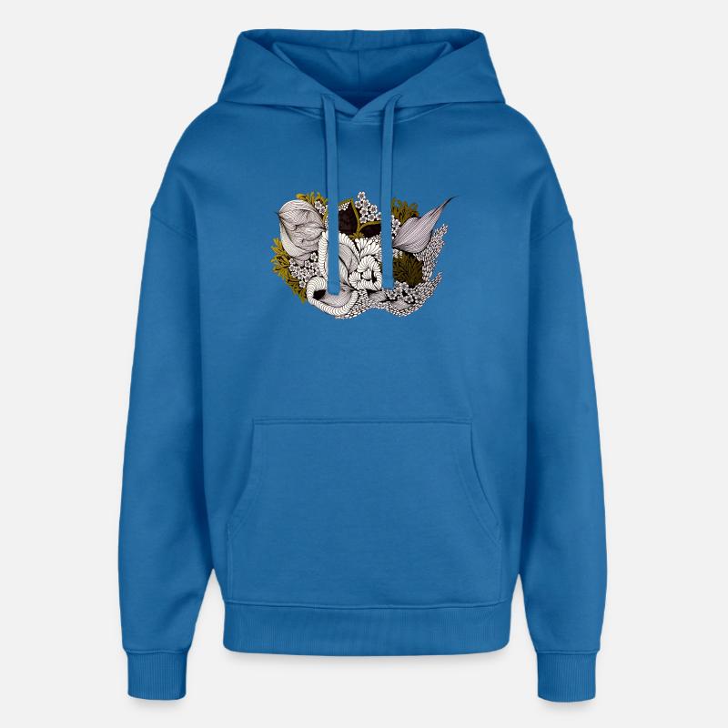 Art au trait de Pflanzenrausch - Sweat à capuche unisexe Stanley/Stella Oversized - bleu attentif
