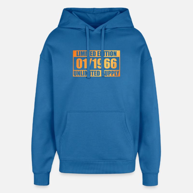 60e anniversaire édition limitée - ꝏ Approvisionnement 01/1966 - Sweat à capuche unisexe Stanley/Stella Oversized - bleu attentif