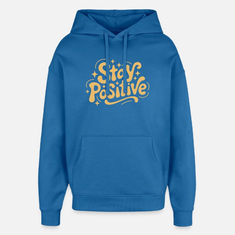Reste positif, Retro Doodle - Sweat à capuche unisexe Stanley/Stella Oversized - bleu attentif