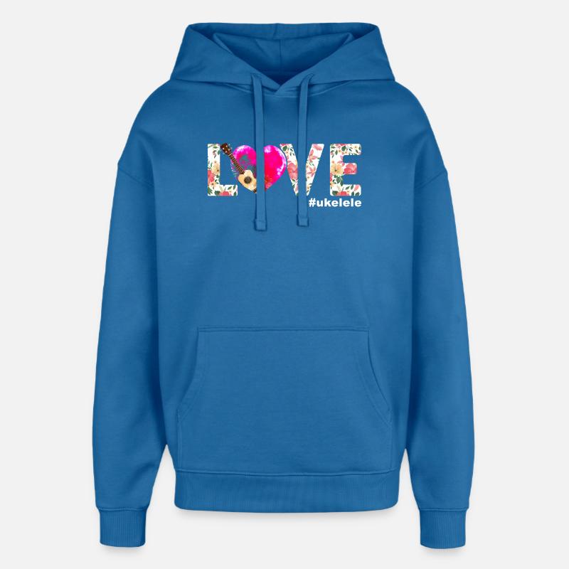 Ukulélé hawaïen Ukulélé Love - Sweat à capuche unisexe Stanley/Stella Oversized - bleu attentif