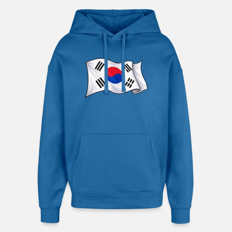 Drapeau sud-coréen - Sweat à capuche unisexe Stanley/Stella Oversized - bleu attentif