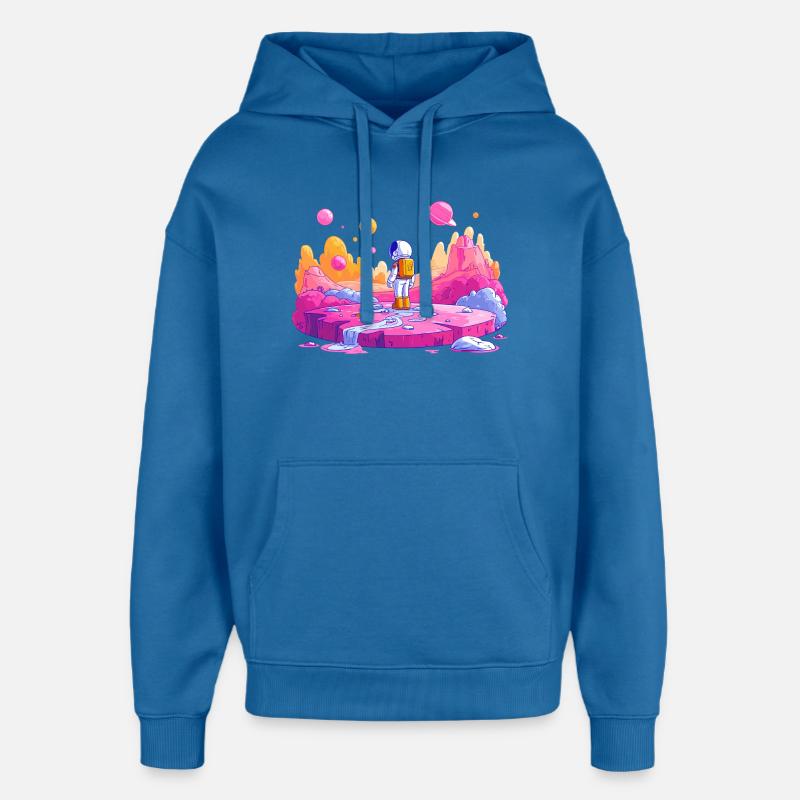 Astronaute de la planète néon - Sweat à capuche unisexe Stanley/Stella Oversized - bleu attentif