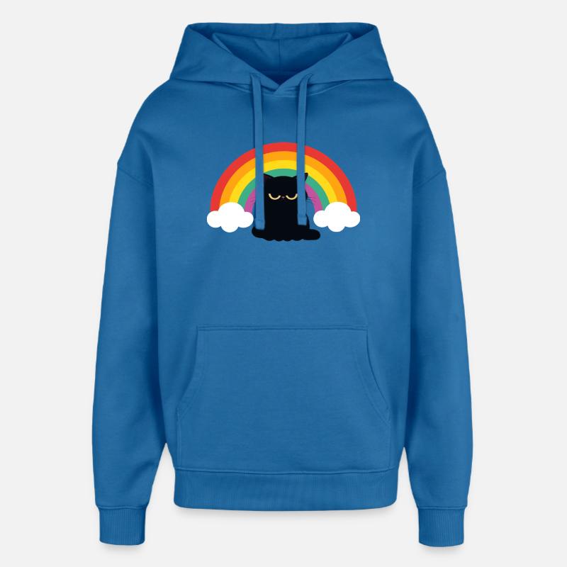 Mürrische Katze unterm Regenbogen - Sweat à capuche unisexe Stanley/Stella Oversized - bleu attentif
