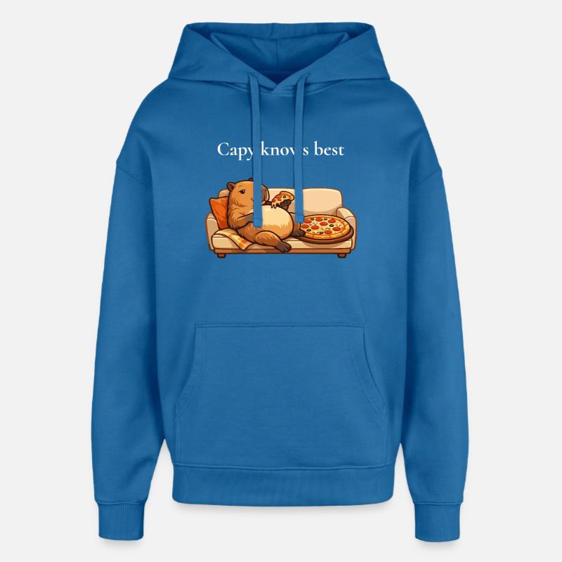 Capybara Mit Pizza Auf Sofa - Oversized Unisex Hoodie von Stanley/Stella - Achtsames Blau