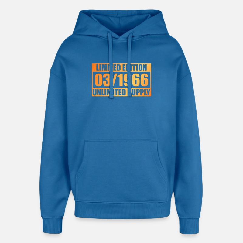 60e anniversaire édition limitée - ꝏ Approvisionnement 03/1966 - Sweat à capuche unisexe Stanley/Stella Oversized - bleu attentif