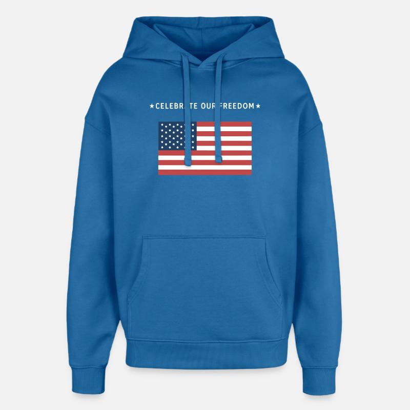 Drapeau américain Liberté - Sweat à capuche unisexe Stanley/Stella Oversized - bleu attentif