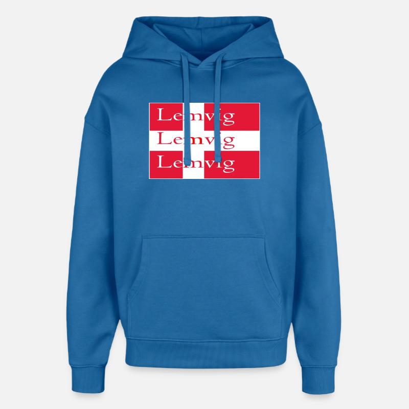 Drapeau Lemvig - Sweat à capuche unisexe Stanley/Stella Oversized - bleu attentif