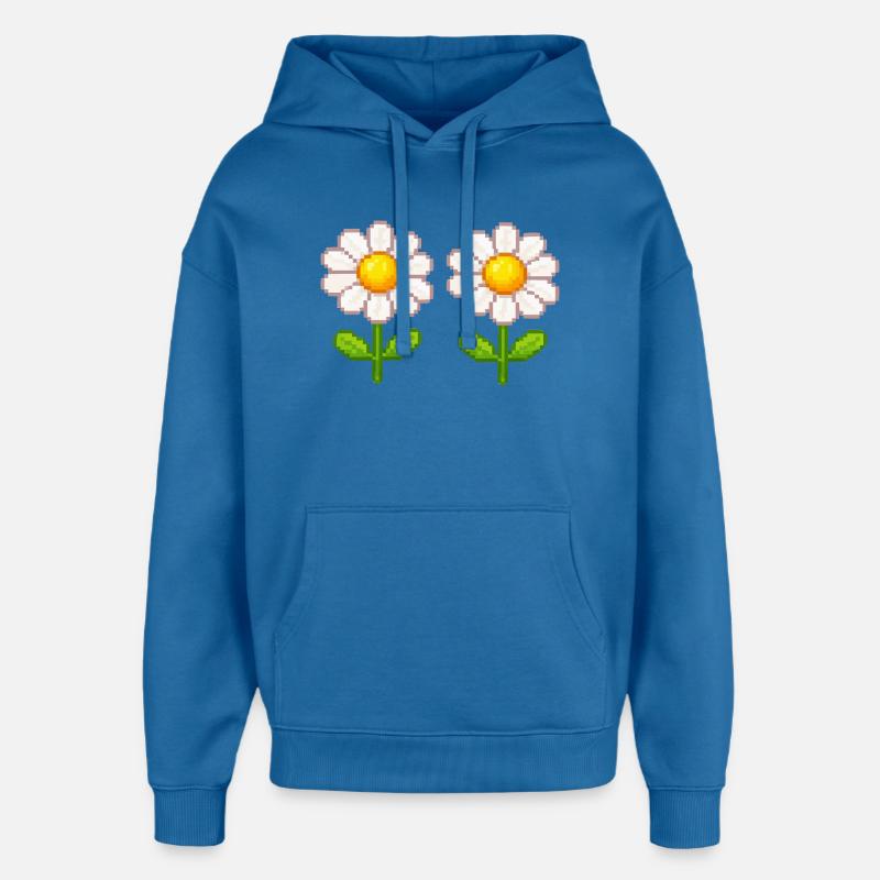 Fleurs doubles Pixel Daisy - Sweat à capuche unisexe Stanley/Stella Oversized - bleu attentif