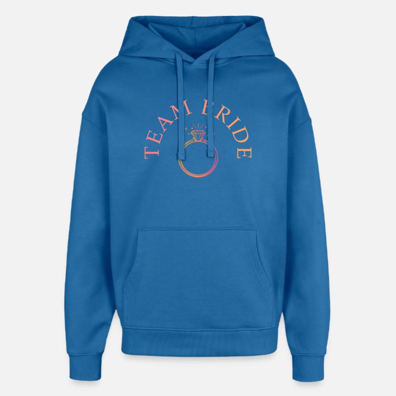 Team Bride - Ring - tilpasselig - Hættetrøje unisex Stanley/Stella Oversized - opmærksomt blå
