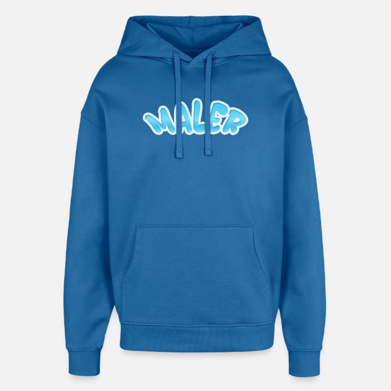 Design bleu style bulle WALER - Sweat à capuche unisexe Stanley/Stella Oversized - bleu attentif