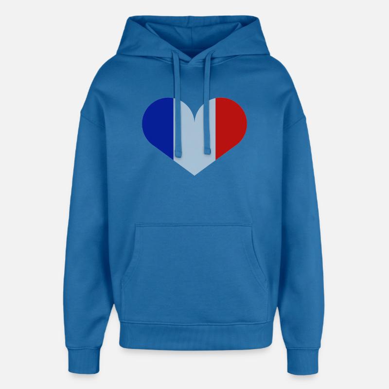 Drapeau français - Sweat à capuche unisexe Stanley/Stella Oversized - bleu attentif