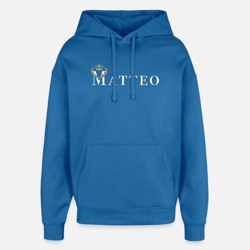 Matteo royal - graphiques vectoriels - Sweat à capuche unisexe Stanley/Stella Oversized - bleu attentif