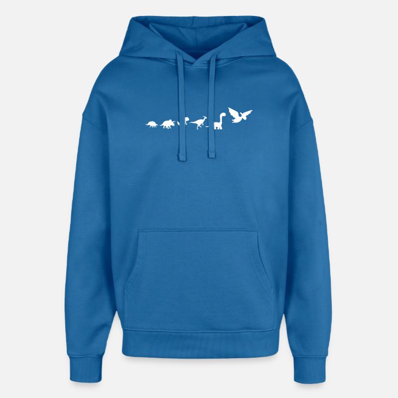 Dinosaur Evolution - Oversized Unisex Hoodie by Stanley/Stella - mindful blue