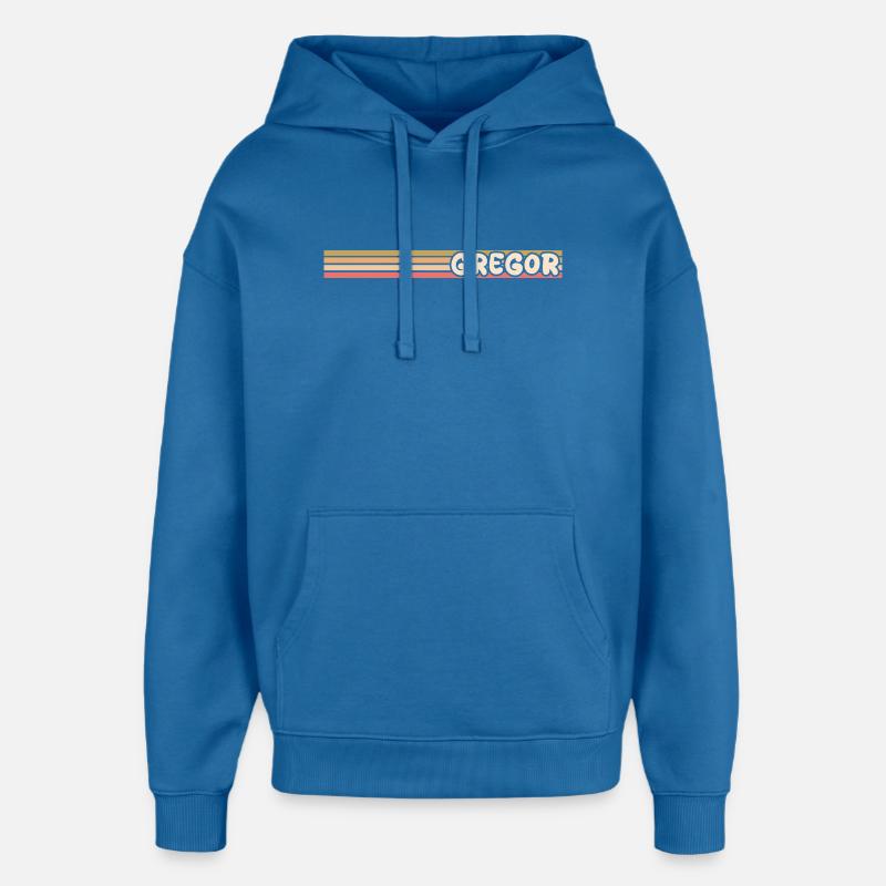 Nom Gregor - Sweat à capuche unisexe Stanley/Stella Oversized - bleu attentif