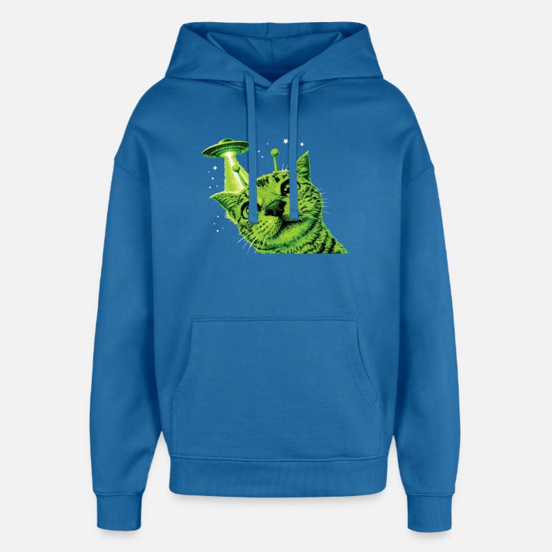 OVNI Alien Cat - Sweat à capuche unisexe Stanley/Stella Oversized - bleu attentif