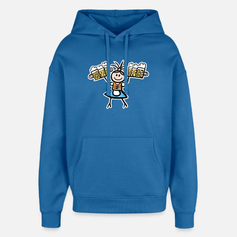 Kellnerin im Dirndl mit Biertablett - Oversized Unisex Hoodie von Stanley/Stella - Achtsames Blau