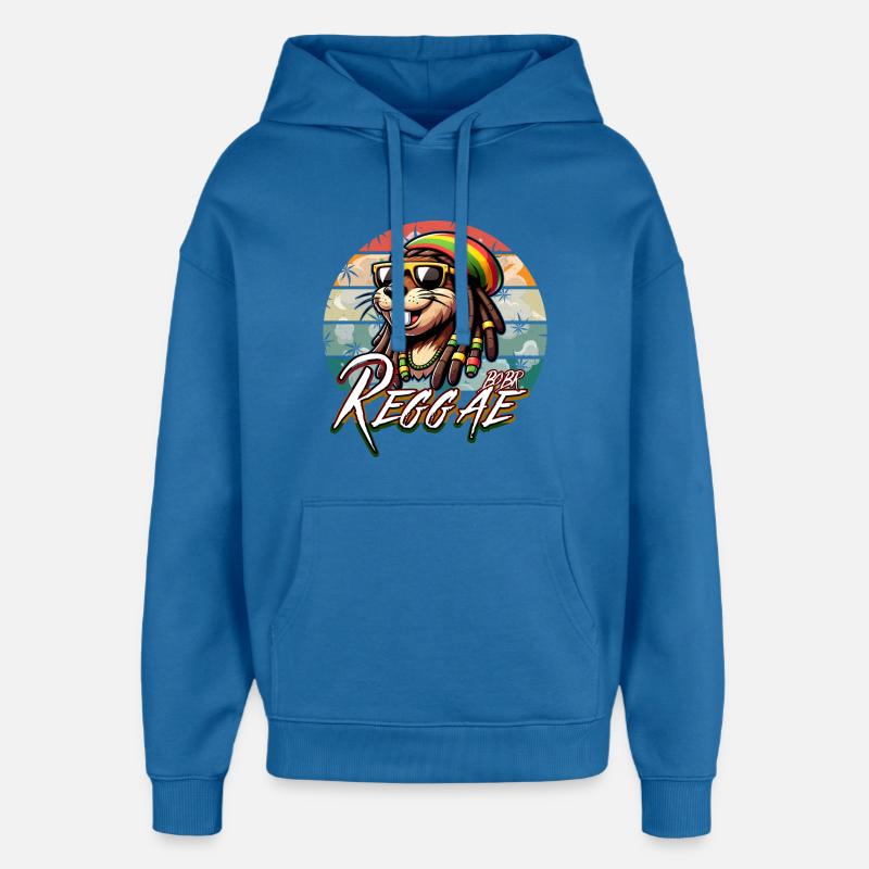 Bober Reggae - Rasta Bobr Marly - Sweat à capuche unisexe Stanley/Stella Oversized - bleu attentif