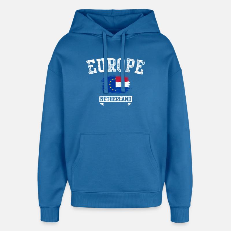Europe Pays-Bas Drapeau Grunge - Sweat à capuche unisexe Stanley/Stella Oversized - bleu attentif