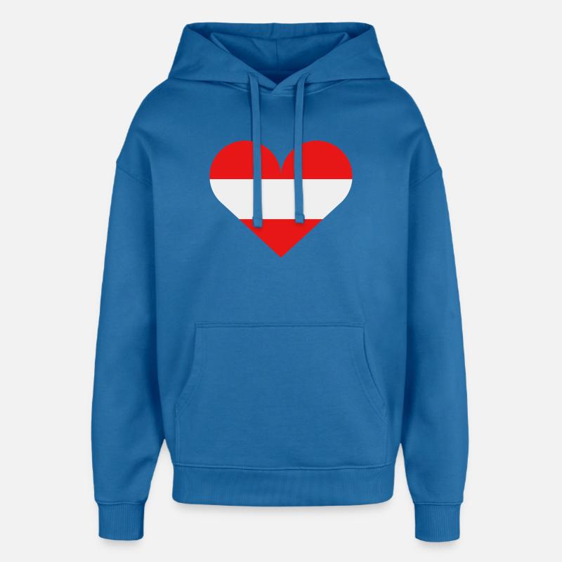 Drapeau du cœur de l’Autriche - Sweat à capuche unisexe Stanley/Stella Oversized - bleu attentif