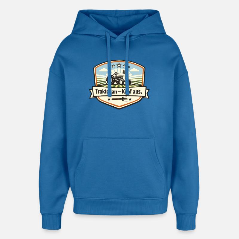Traktor Patch Kopf Aus - Oversized Unisex Hoodie von Stanley/Stella - Achtsames Blau