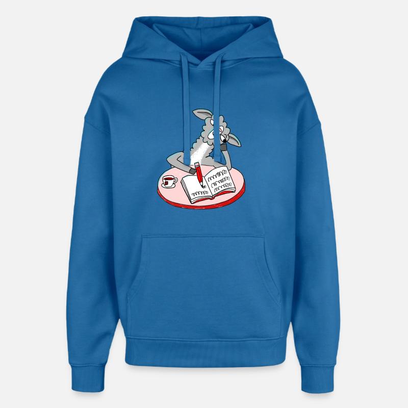 Lama écrit un journal - Sweat à capuche unisexe Stanley/Stella Oversized - bleu attentif