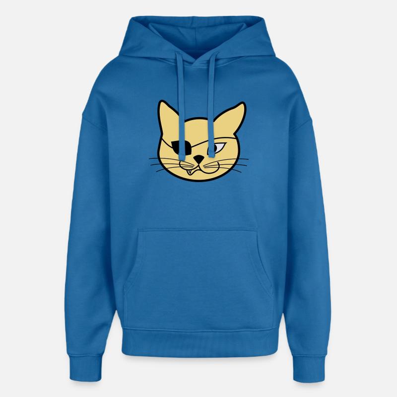 Pirate Kitteh - Sweat à capuche unisexe Stanley/Stella Oversized - bleu attentif